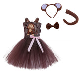 Kinder Mädchen TUTU Kleid Affe Set Mesh Rock Cosplay Kostüm Outfits Halloween Karneval Anzug Affenkostüm